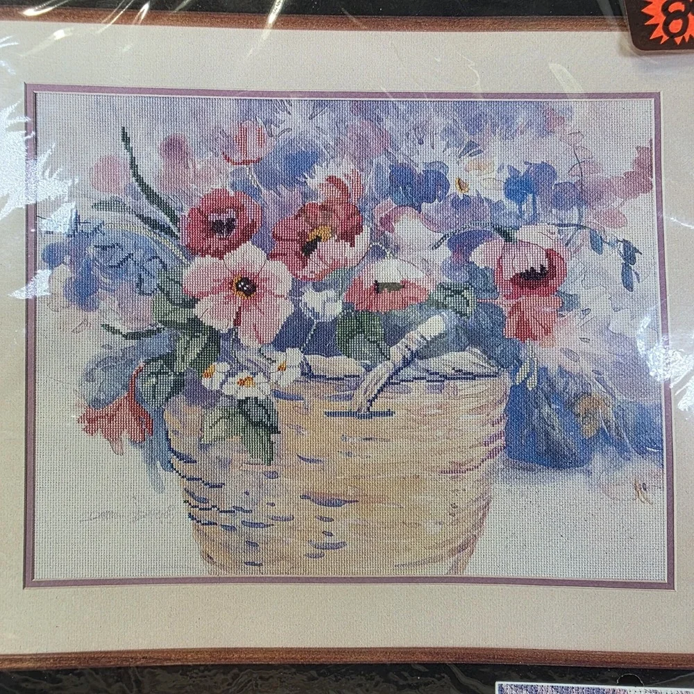 Fresh Floral Basket 1987 Dimensions No Count Cross Stitch Kit 3635